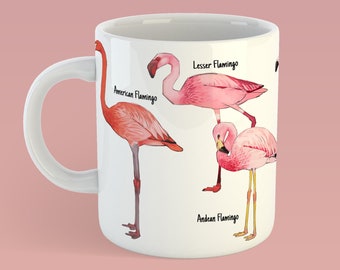 Flamingo Species Ceramic Mug: Pink Bird Lover Gift