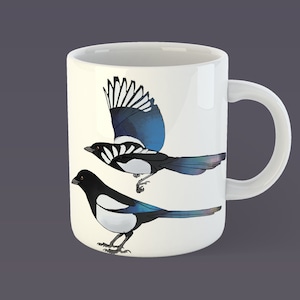 Magpie Ceramic Mug – Magpie Mug | bird mug | Crow | Corvid | Raven