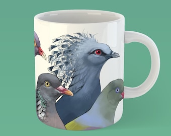 Keramische mok duivensoort: cadeau ornitholoog
