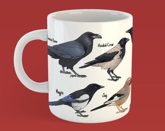 British Corvid species Ceramic Mug | Raven | Crow | Jackdaw | Chough
