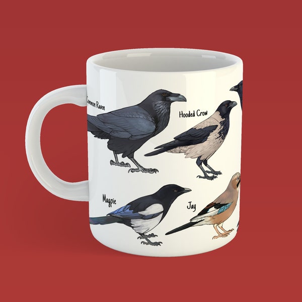 British Corvid species Ceramic Mug | Raven | Crow | Jackdaw | Chough