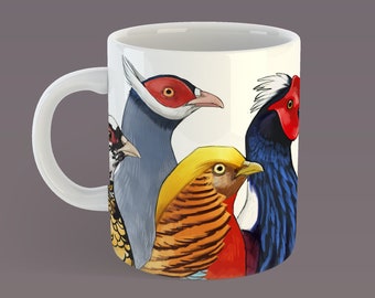 Taza de cerámica con la especie Faisán: regalo para ornitólogos