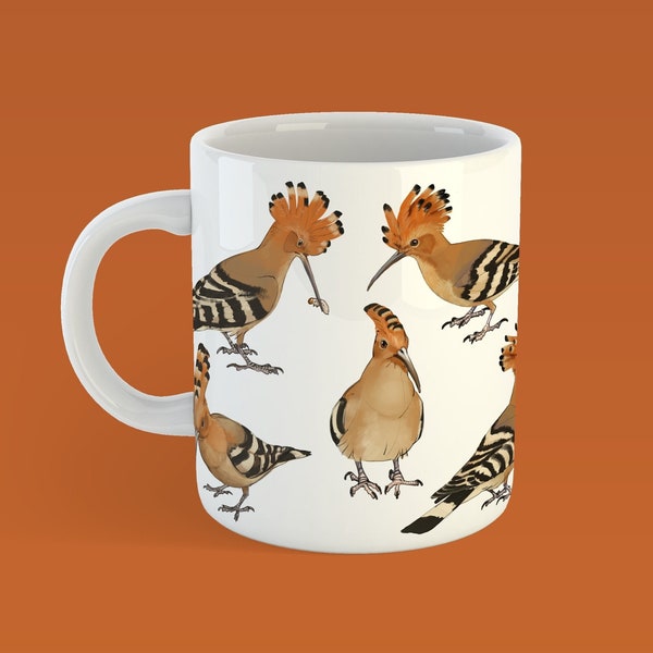 Hoopoe Ceramic Coffee or Tea Mug - Eurasian Hoopoe (Upupa epops)