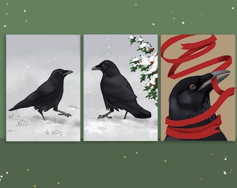 Corvids Crow Christmas Snow Greeting Card | Birds | Crow | Raven