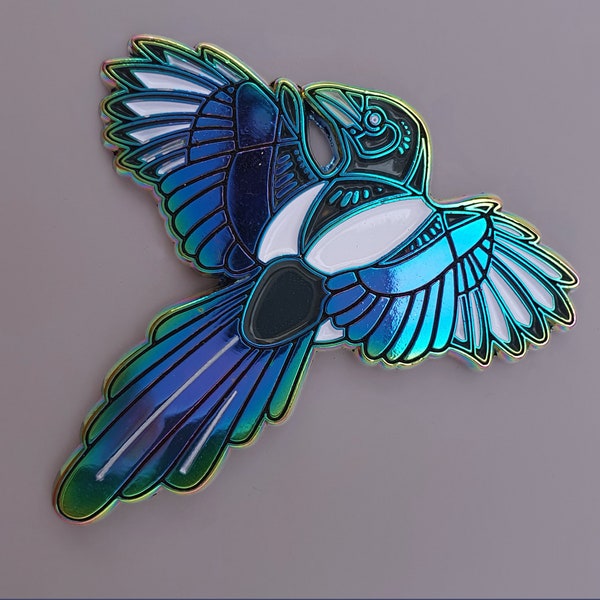 Mischief of Magpies rainbow or iridescent decorative enamel pin