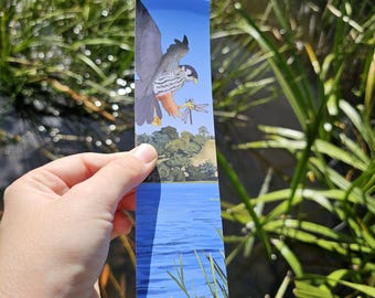 Hobby bird of prey catching a dragonfly large bookmark