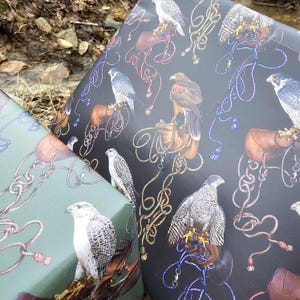 Falconry Birds of Prey Wrapping Paper – Raptor Hawk Falcon on Glove Gift Wrap