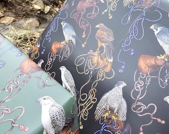 Falconry Birds of Prey Wrapping Paper – Raptor Hawk Falcon on Glove Gift Wrap