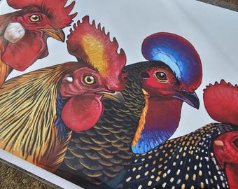 Junglefowl Chicken large greeting card