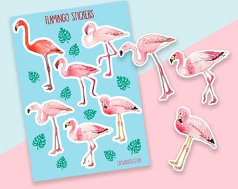 Flamingos Sticker Sheet: Waterproof Vinyl Stickers for Planners