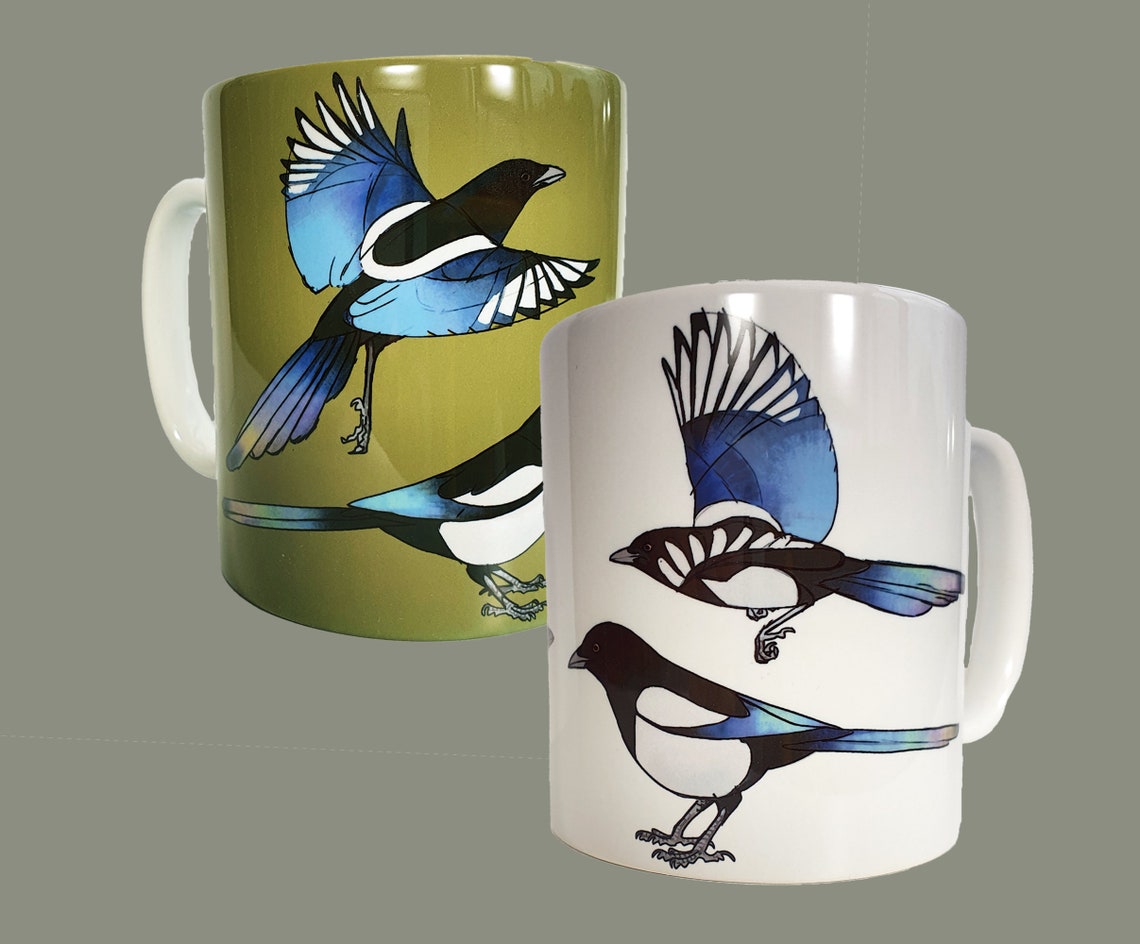 Magpie Ceramic Mug Magpie Mug Bird Mug Crow Corvid Etsy