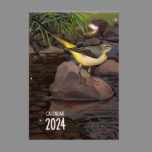 British birds illustrated 2024 wall calendar by Crowartist