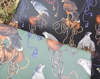 Falconry and birds of prey on a glove wrapping paper for birthday or christmas