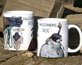 Taza de halconeros: Taza de cerámica con azor o halcón de Harris