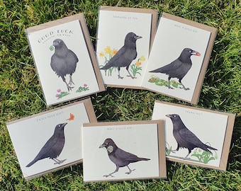 Corvids Crows good luck, birthday, thank you, have a good day, enjoy your day Greeting Cards | Birds | Crow | Raven