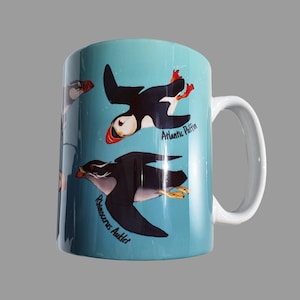 Puffin Ceramic Mug – Puffin species Mug | Atlantic Puffin | Tufted Puffin | Horned Puffin | Dow&#39;s Puffin | Auklet