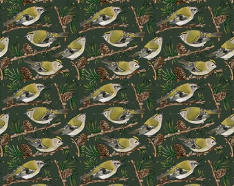 Goldcrests, Firecrests and Kinglets wildlife birds gift wrapping paper for birthday or christmas