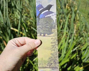 Magpie in traditional painting style large bookmark