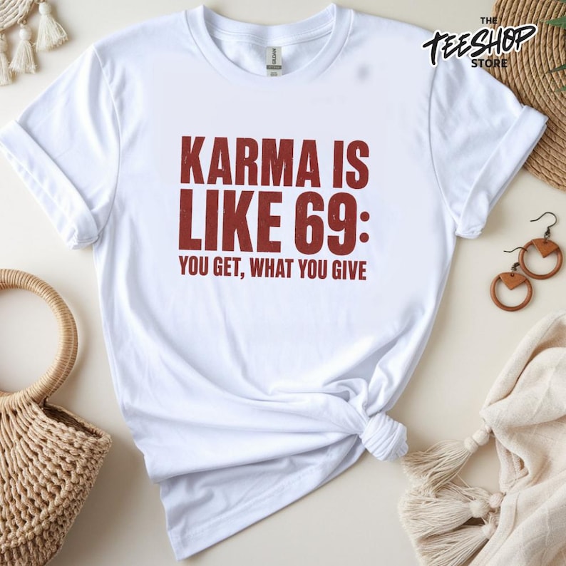 Funny Karma back-print design mockup