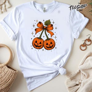 Pumpkin Cherries PNG: Vintage Halloween Pumpkin Coquette Autumn Girly Fall Aesthetic png Retro Boho Design (Digital Download)