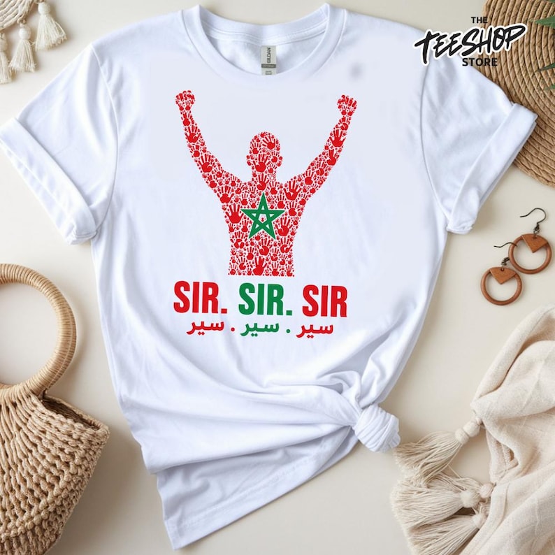 Morocco football fan design mockup on a white tee