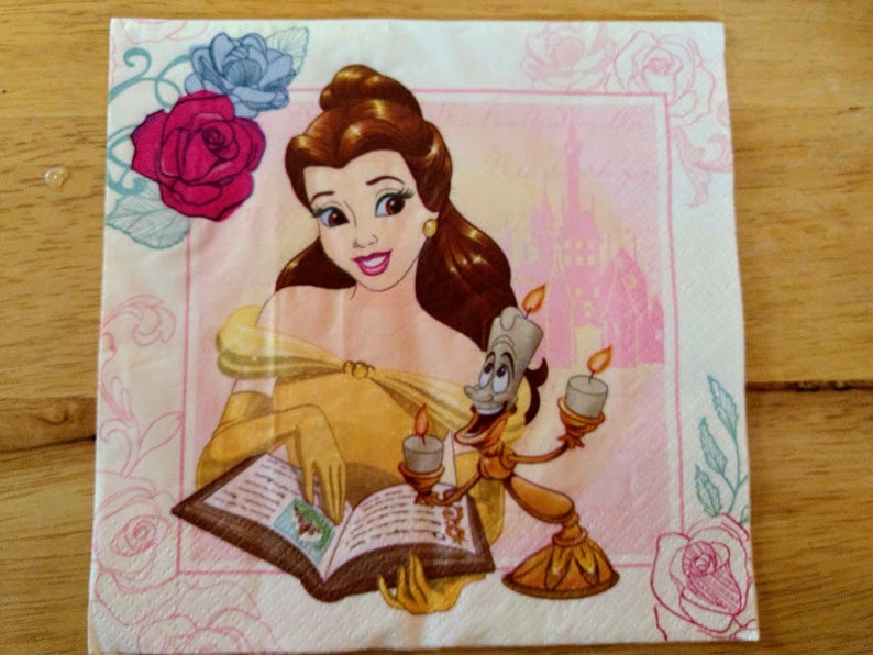 Set of 2 Beauty and the Beast Napkins for Decoupage/belle and Etsy