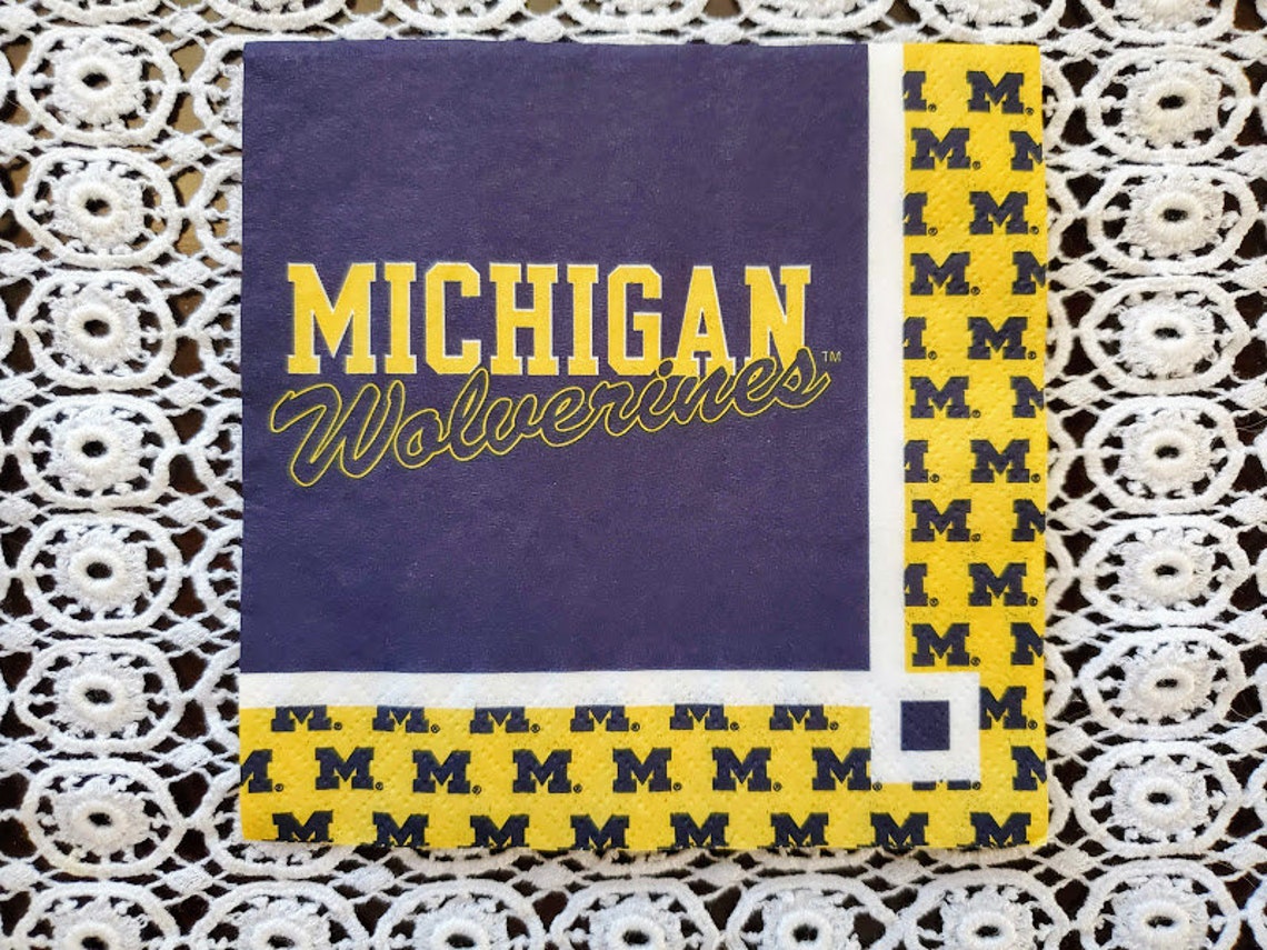 Set of 3 Official NCAA MICHIGAN UNIVERSITY Napkins for Etsy