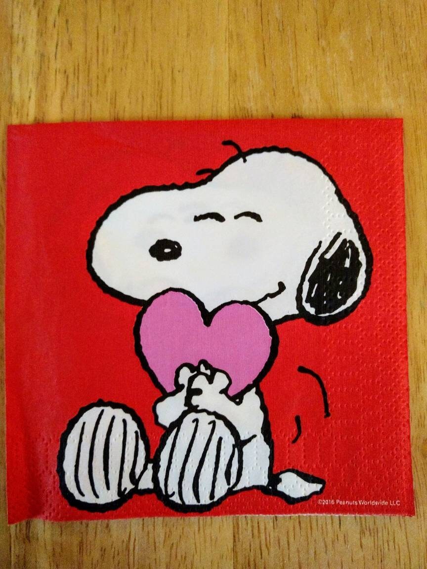 Set of 3 Snoopy Decoupage Napkins/Snoopy with Heart Decoupage Etsy