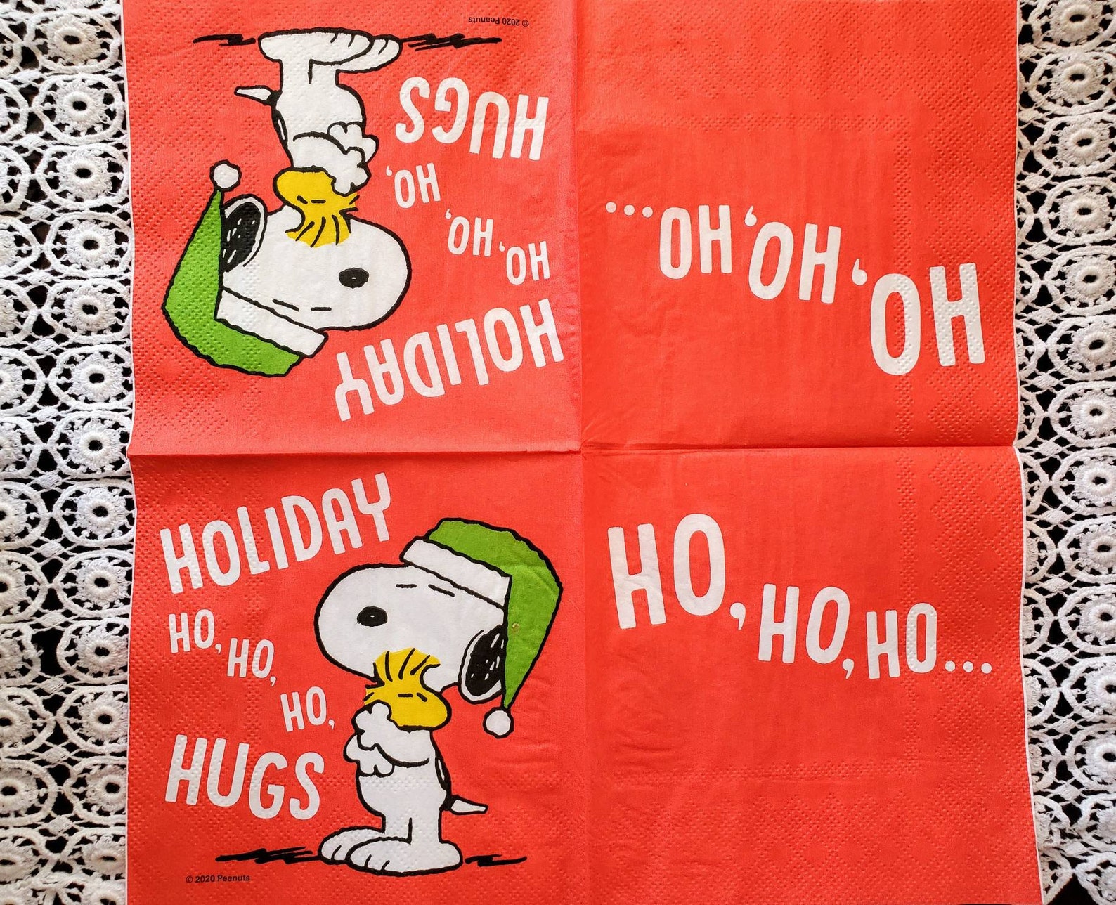 Set of 3 SNOOPY SANTA Napkins for Decoupage Charlie Brown Etsy