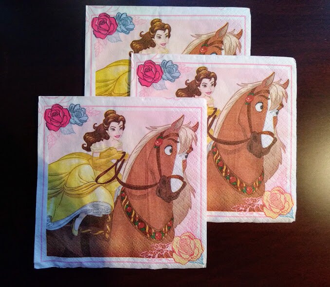 3 Disney's Beauty and the Beast Napkins for Etsy