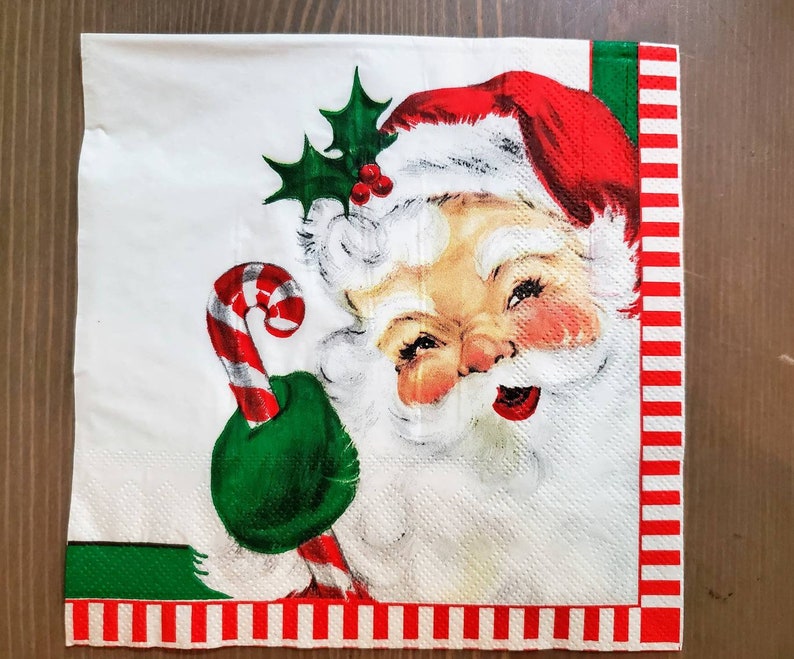 2 Vintage style Santa Claus Napkins for DecoupageChristmas Etsy