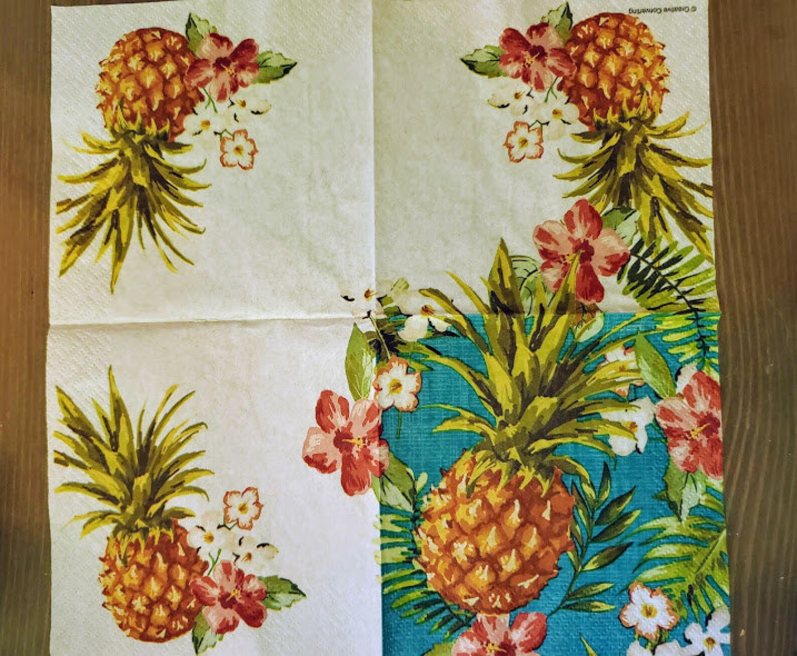 Set of 3 Hawaiian themed Napkins for Decoupage Tropical Etsy