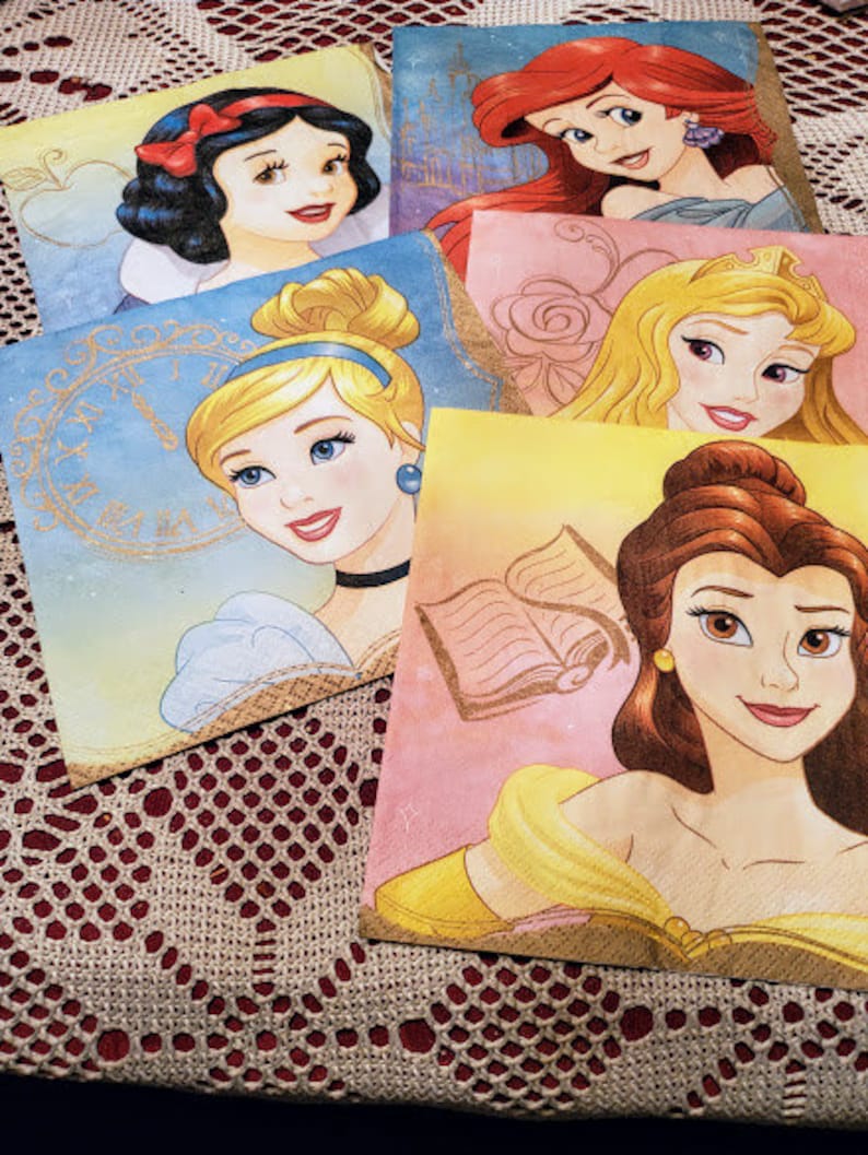 Choice of 2 Disney Princess Napkins for Decoupage Mix and Etsy