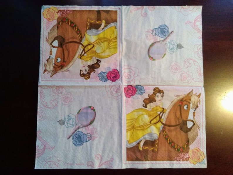 3 Disney's Beauty and the Beast Napkins for Etsy