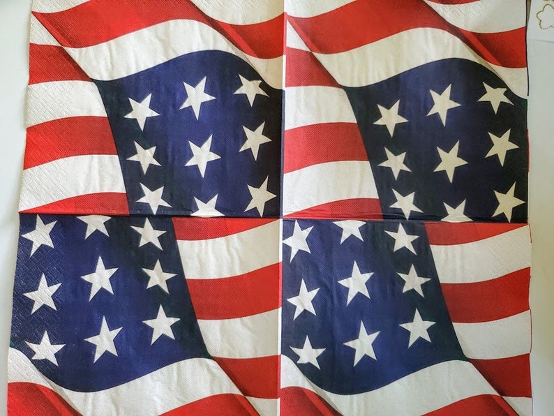 Set of 2 WAVING FLAG Decoupage Napkins/US Flag Decoupage Etsy