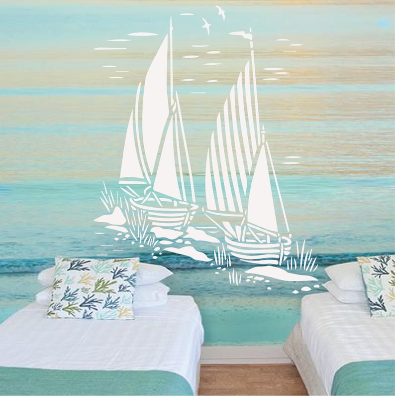 Coastal Boats Reusable Stencil Pattern on 10mil Clear Mylar Etsy