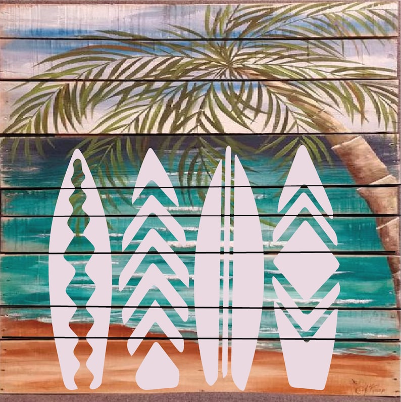 Surfboards Stencil on 10mil Mylar Reusable Pattern Etsy