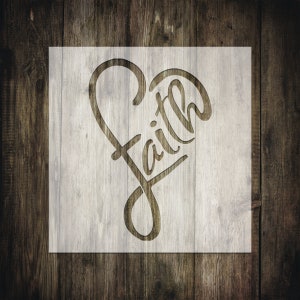 Faith Heart-10 Mil Mylar-Reusable Stencil