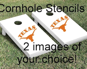 Cornhole Stencils - 10 mil clear mylar - reusable pattern -  2 large stencils