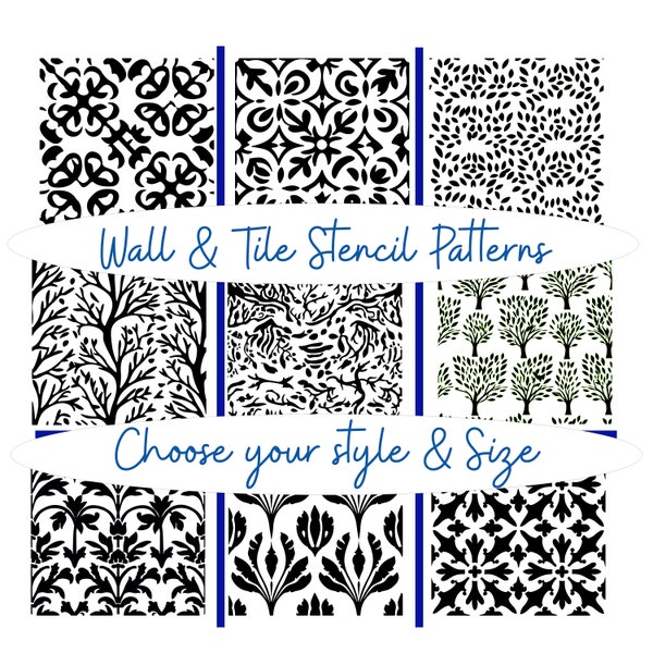 Wall & Tile stencils - continuous patterns - multiple patterns and sizes  - reusable