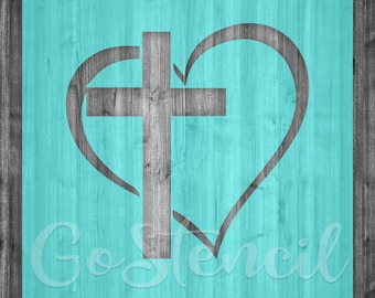 Cross Heart -10 Mil Mylar-Reusable Stencil