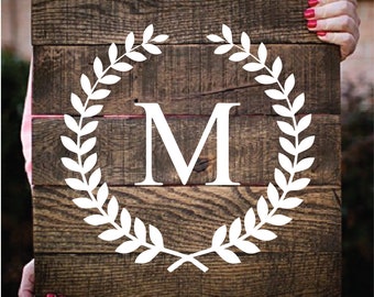 Letter M Laurel Leaf Stencil - on 10 Mil Clear Mylar- Reusable Pattern