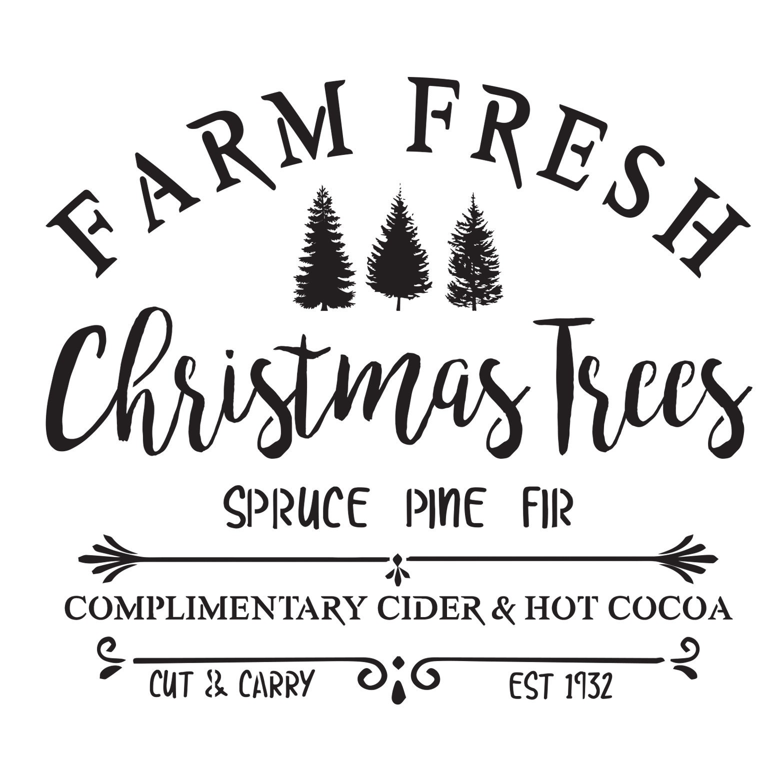Farm Fresh Christmas Tree Stencil 10 Mil Mylar Reusable - Etsy