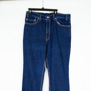 Vintage 90s Levi&#39;s 517 Red Tab Dark Indigo Wash Boot Cut Jeans 38 x 36 Levis Made in USA Cowboy Cut