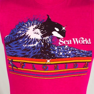 Vintage 1985 Sea World Florida Vaporwave Sleeveless T-Shirt Tank Top Size M