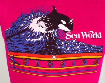 Canotta senza maniche vintage Sea World Florida Vaporwave del 1985, taglia M