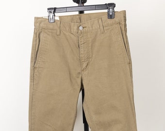 Vintage Y2k Levi's White Tab Slim Fit Twill Tan Canvas Waxed-look Four Pocket Jeans 32 x 36 Levis  Khaki Chino
