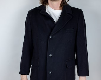 Vintage Pendleton Half Belted Wool Topcoat Car Coat Size Medium to Large Black