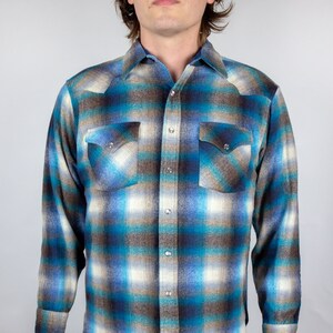 Vtg 90s Pendleton High Grade Western Wear Plaid Wool Pearl
