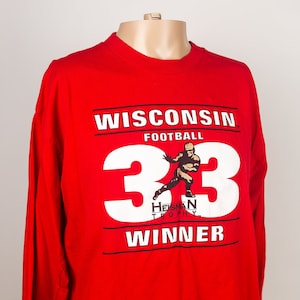 Vintage 1999 University of Wisconsin Badgers Ron Dayne 33 Heisman Trophy Winner Long Sleeve T-Shirt Size XL